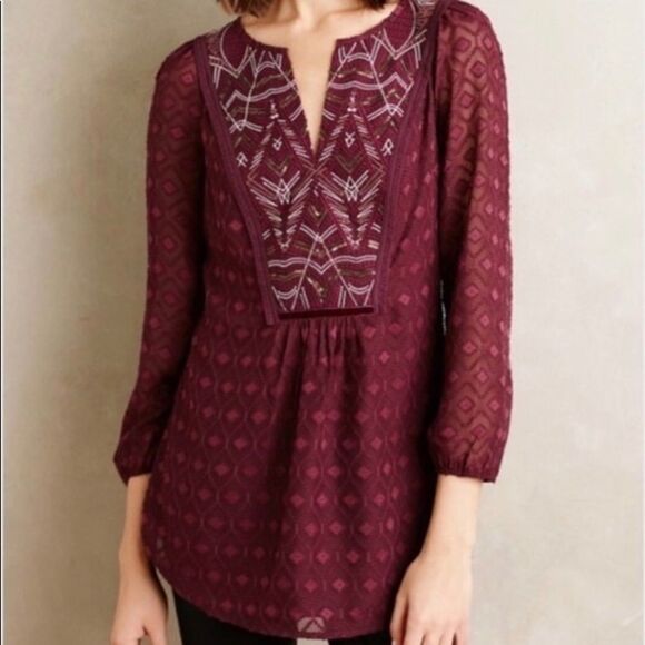 Anthro "One September" Madiran peasant blouse - Picture 2 of 11